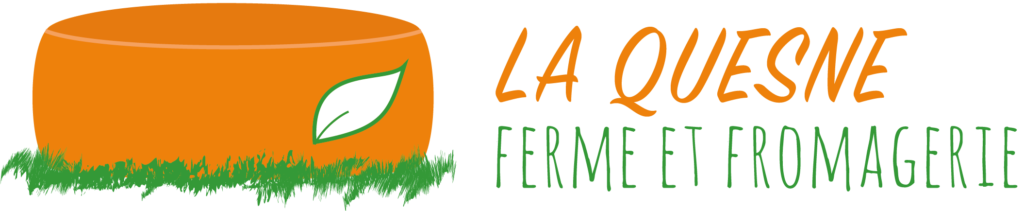 Le logo de la ferme montre un fromage sur l'herbe et une feuille rappelant que le fromage est certifié AB