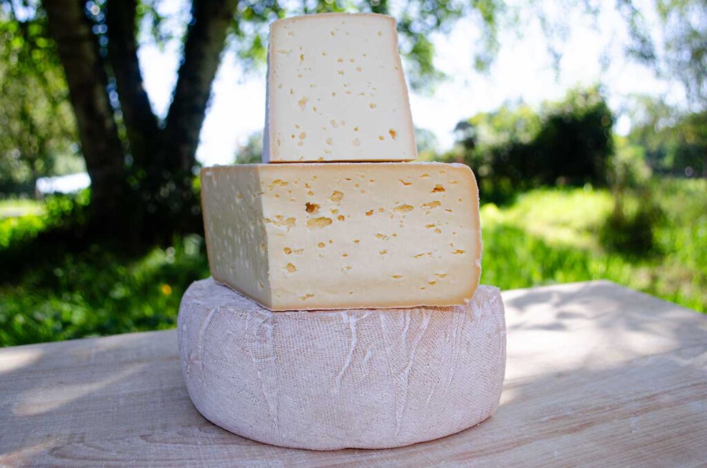 Un fromage à raclette avec la croûte lavée, fermier et bio